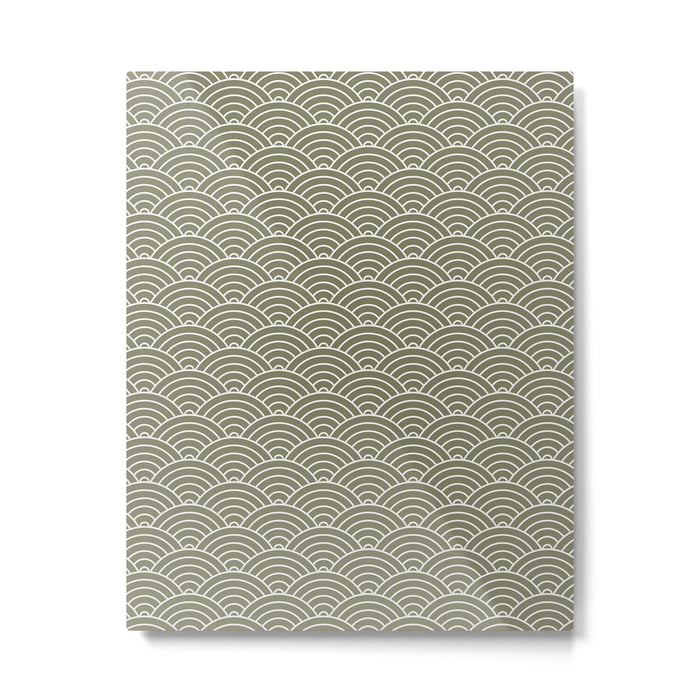 Japanese Waves Pattern Olive II Metal Print Gallery Image 1