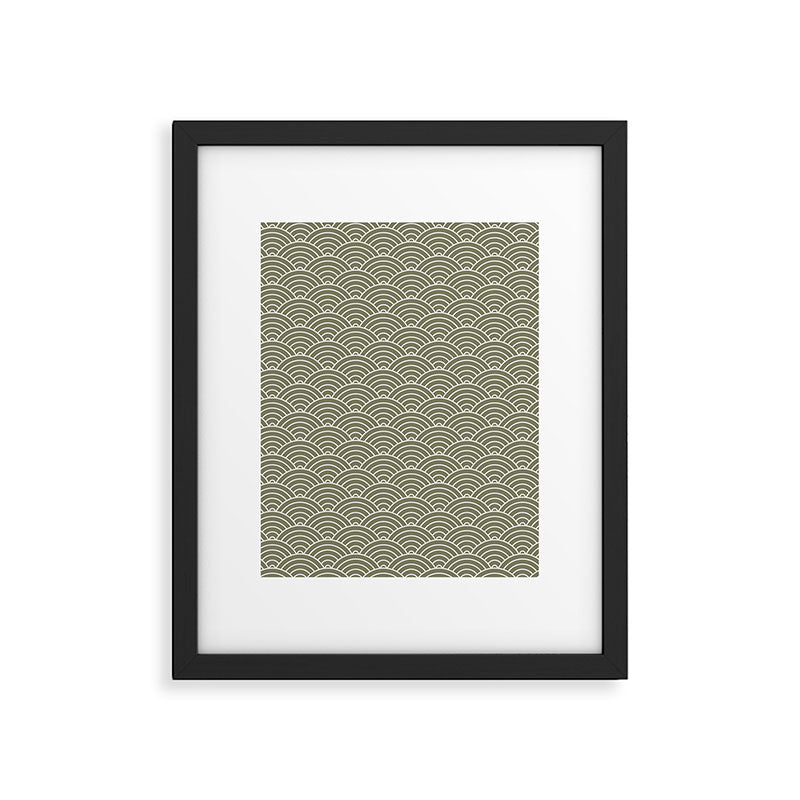 Japanese Waves Pattern Olive II Framed Art Print Gallery Image 5