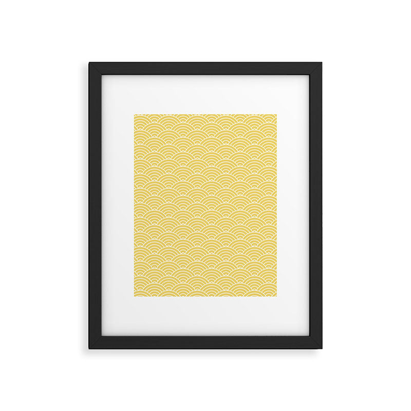 Japanese Waves Pattern Yellow Framed Art Print Gallery Image 5