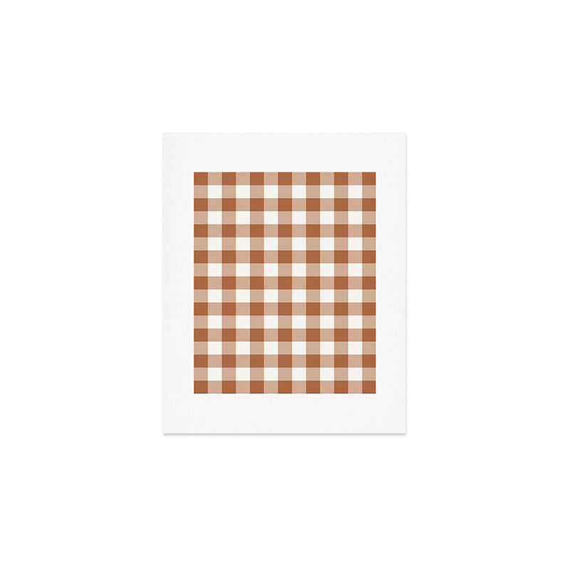 Latte Brown Gingham Art Print Gallery Image 1