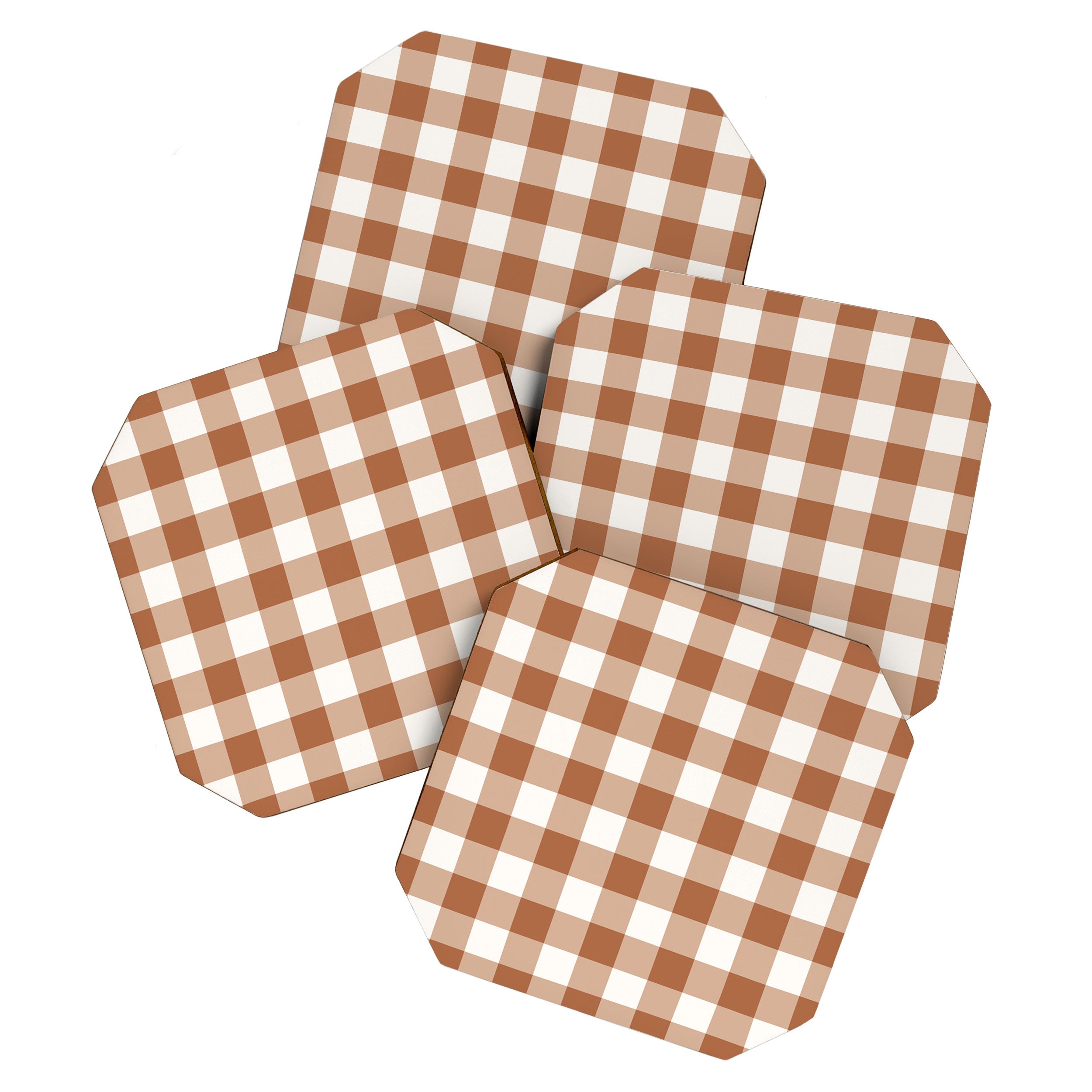 Latte Brown Gingham Coaster Gallery Image 1