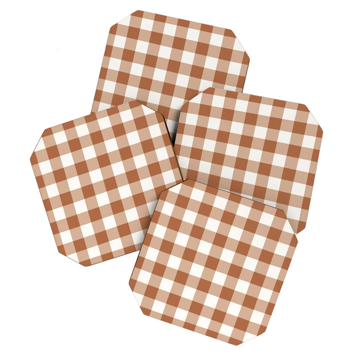 Latte Brown Gingham Coaster Gallery Image 1