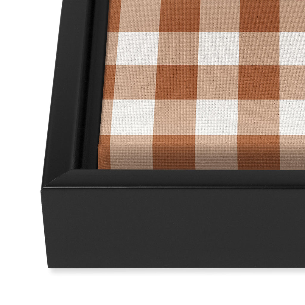 Latte Brown Gingham Framed Canvas Print Gallery Image 3