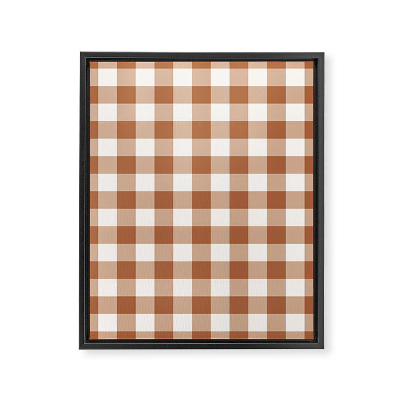 Latte Brown Gingham Framed Canvas Print Gallery Image 6