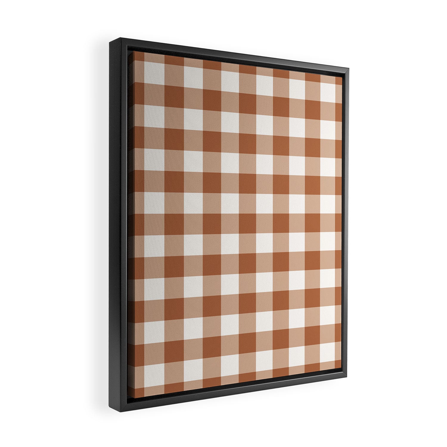 Latte Brown Gingham Framed Canvas Print Gallery Image 2