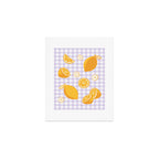 Lemons on Lilac Purple Gingham Art Print Gallery Image 1