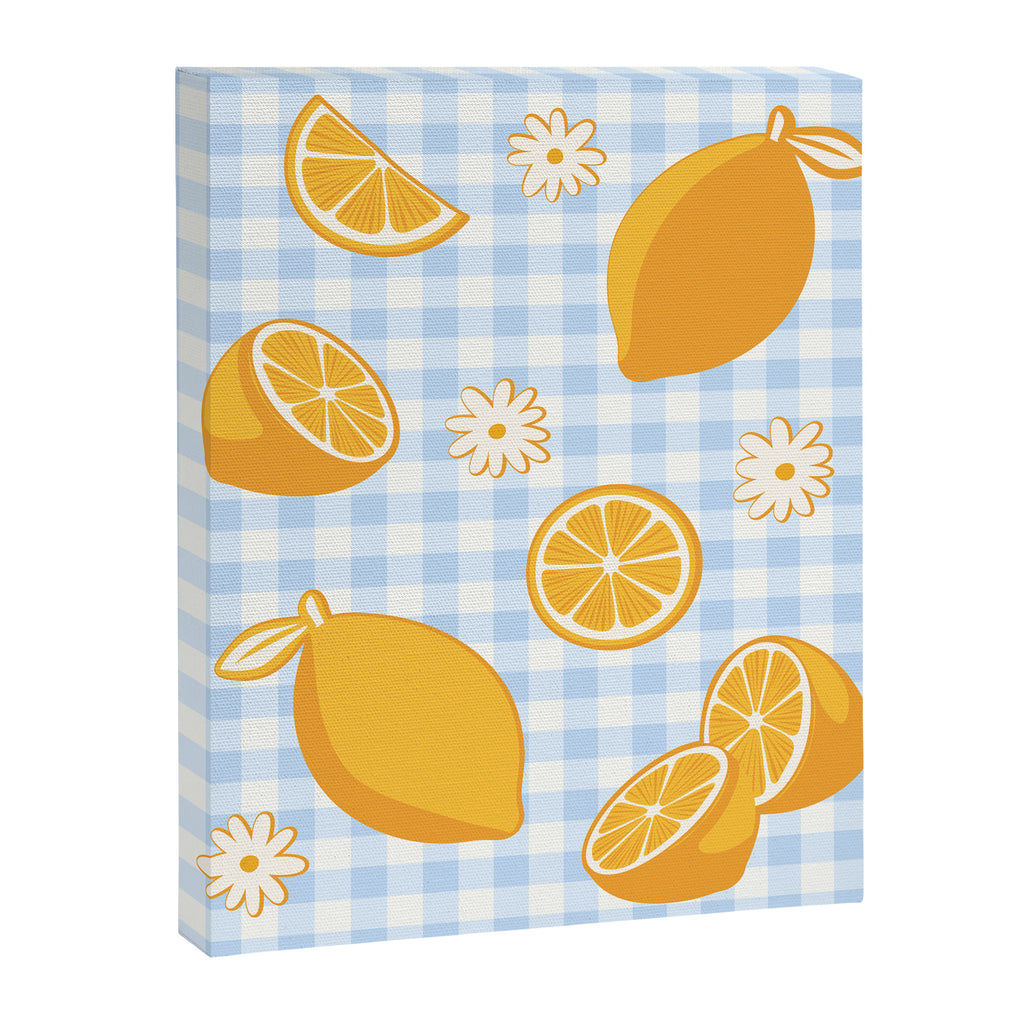 Lemons on Pastel Blue Gingham Canvas Print Gallery Image 8