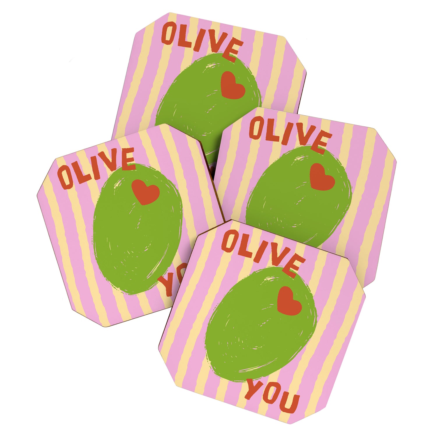 Love You Olive Kitchen Art Coaster Gallery Image 1