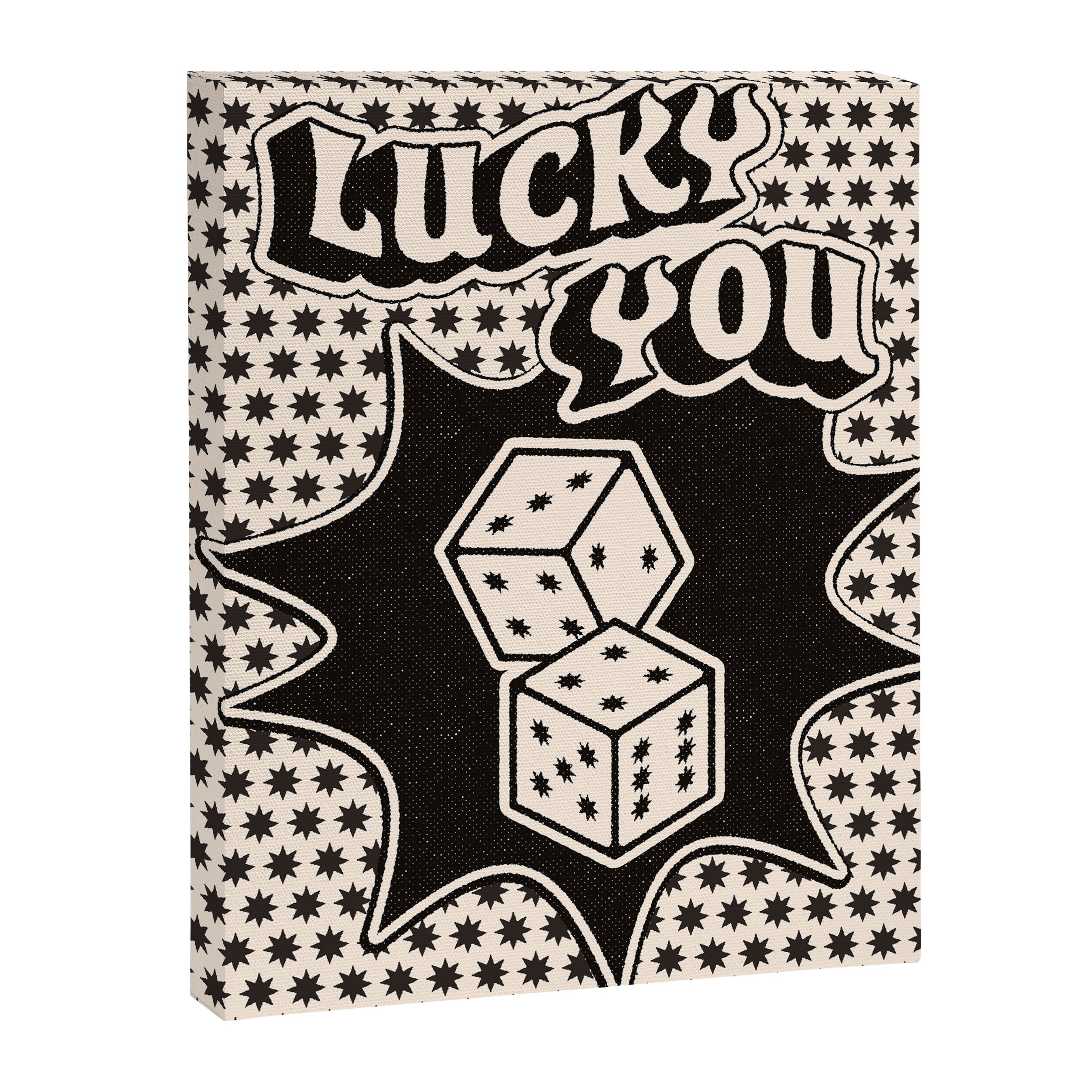 Lucky You Dice in Black and White Canvas Print Gallery Image 6