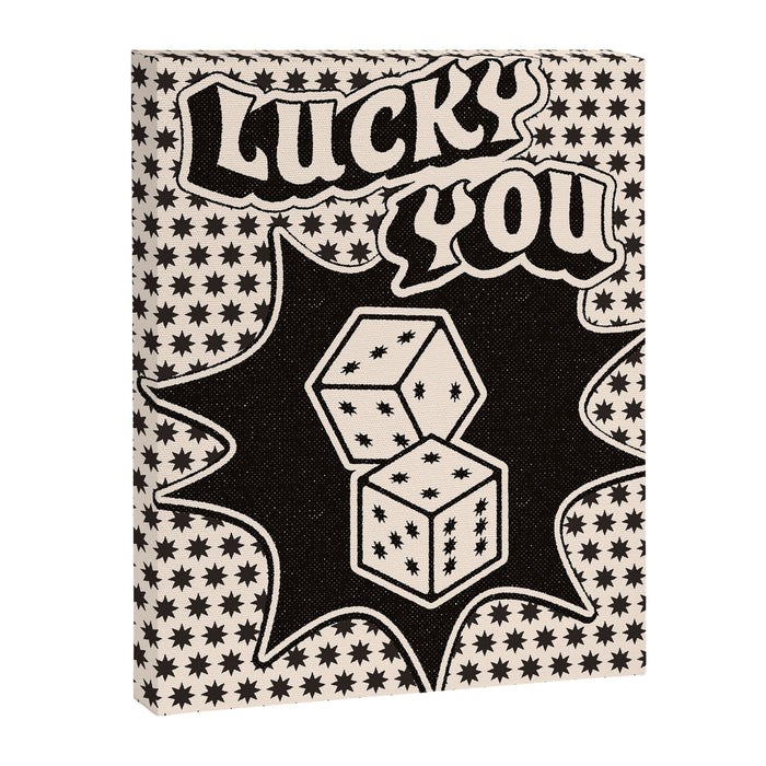 Lucky You Dice in Black and White Canvas Print Gallery Image 1