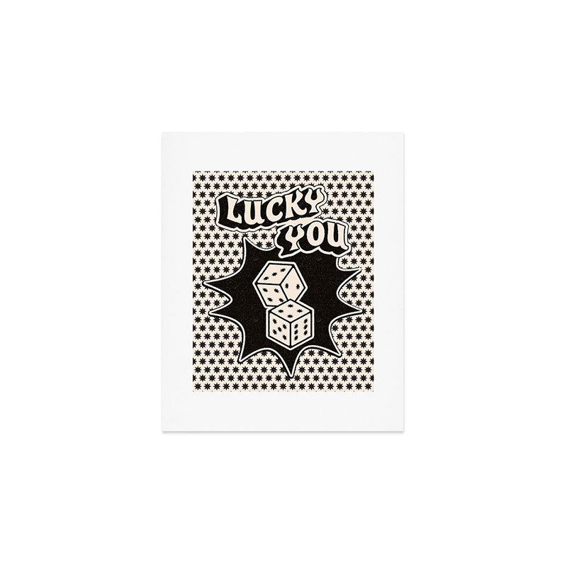 Lucky You Dice in Black and White Art Print Gallery Image 1