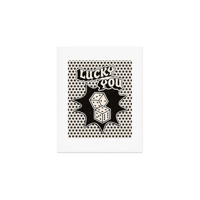 Lucky You Dice in Black and White Art Print Gallery Image 1