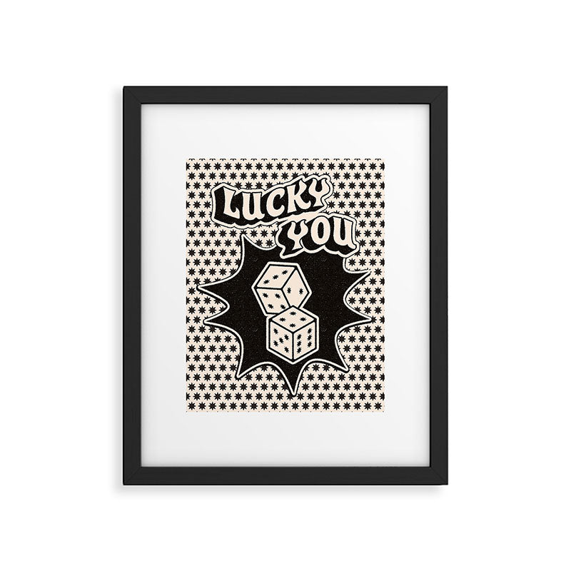 Lucky You Dice in Black and White Framed Art Print Gallery Image 5