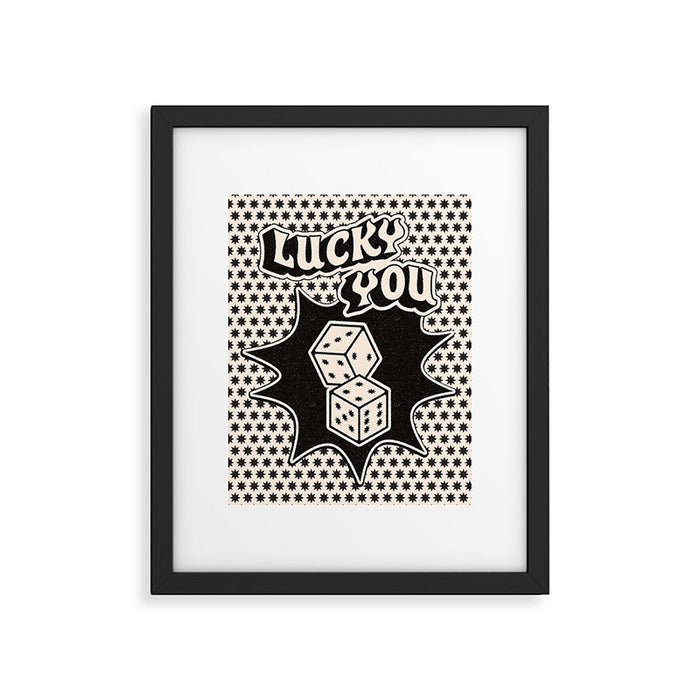 Lucky You Dice in Black and White Framed Art Print Gallery Image 1