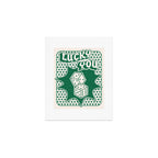 Lucky You Dice in Green and Linen White Art Print Gallery Image 1