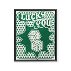Lucky You Dice in Green and Linen White Framed Canvas Print Gallery Image 6