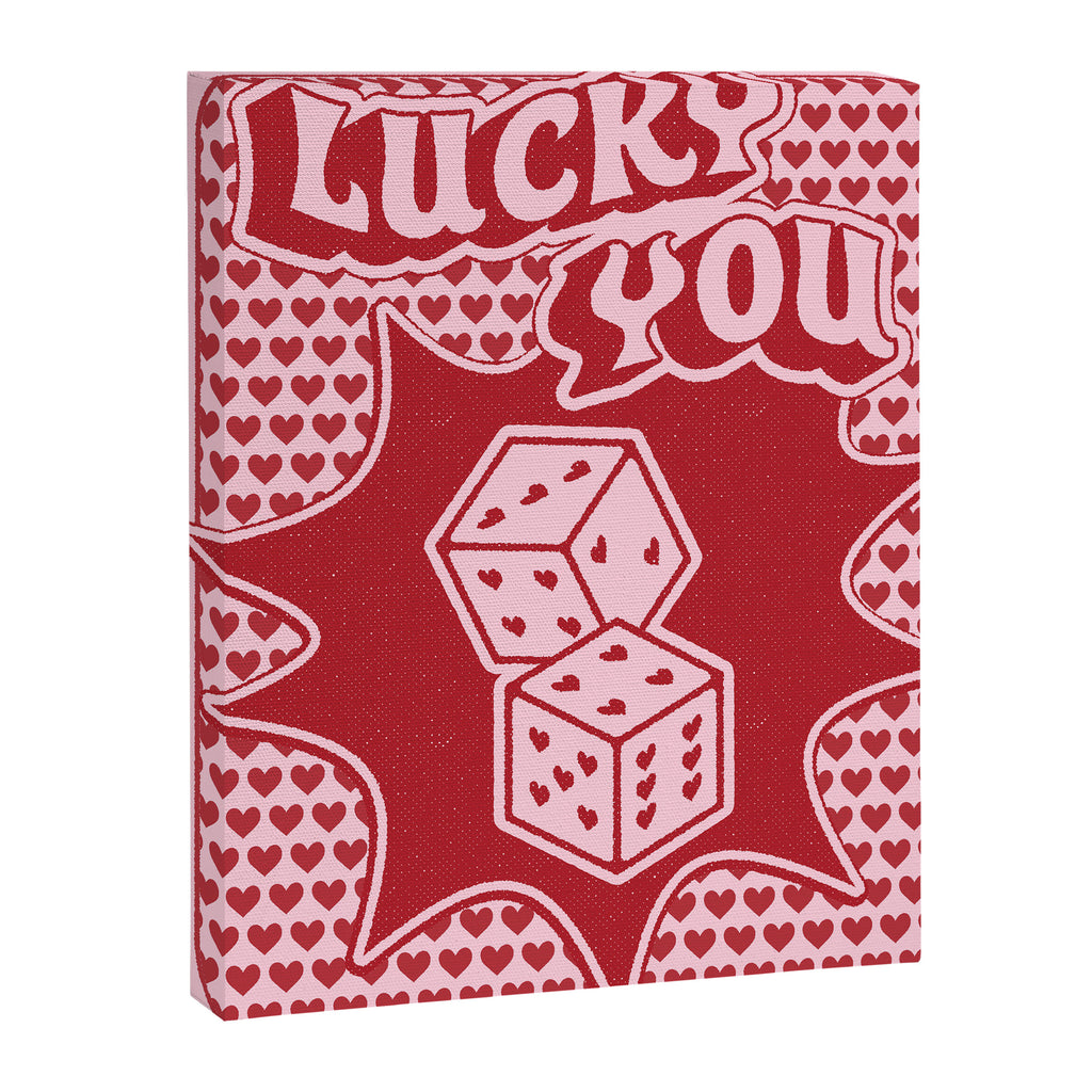 Lucky You Dice in Pink and Red Canvas Print Gallery Image 6