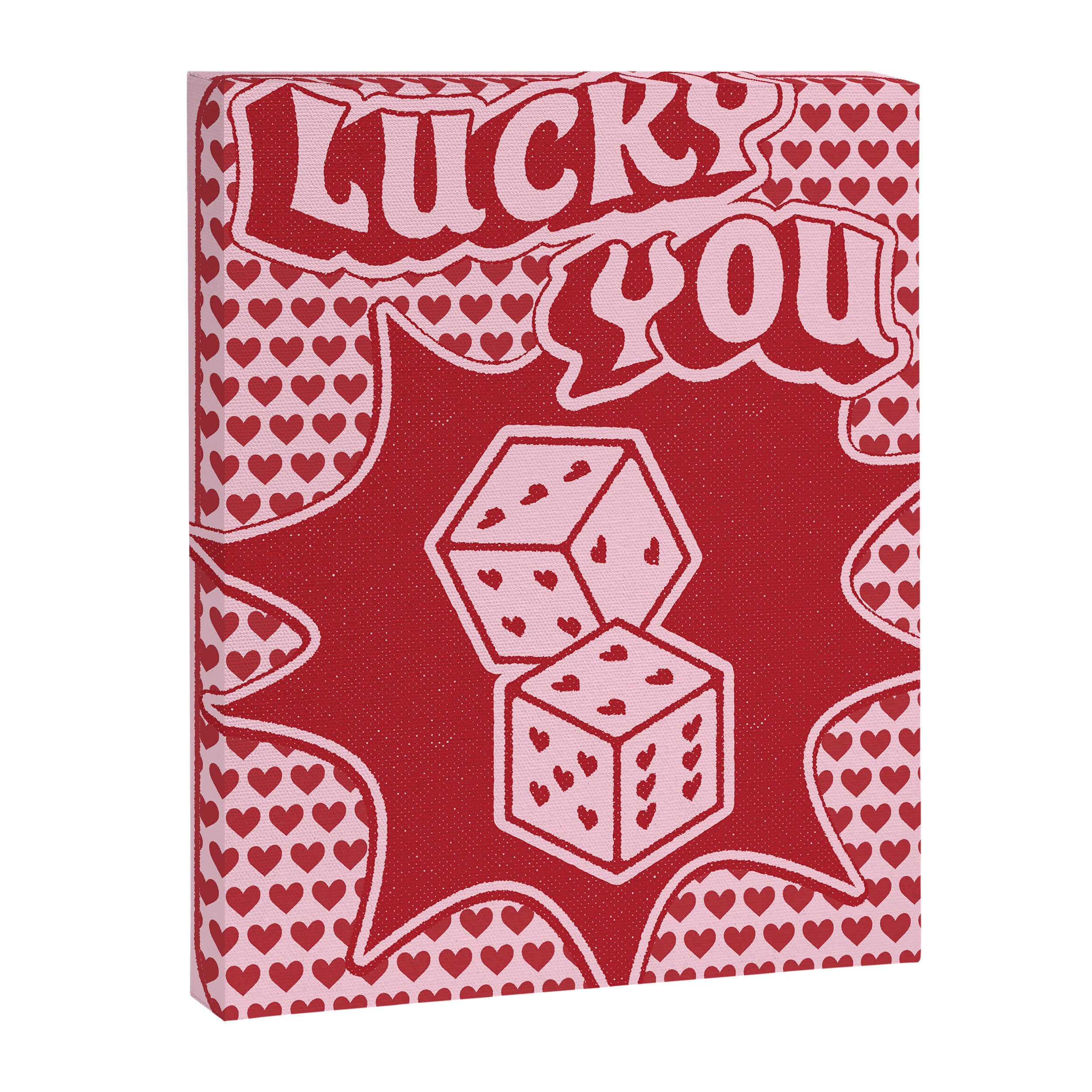Lucky You Dice in Pink and Red Canvas Print Gallery Image 6