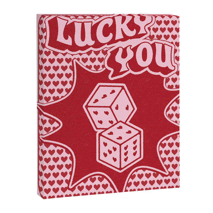 Lucky You Dice in Pink and Red Canvas Print Gallery Image 1