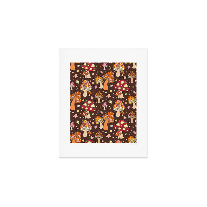 Magic Mushrooms in Brown Art Print Gallery Image 1