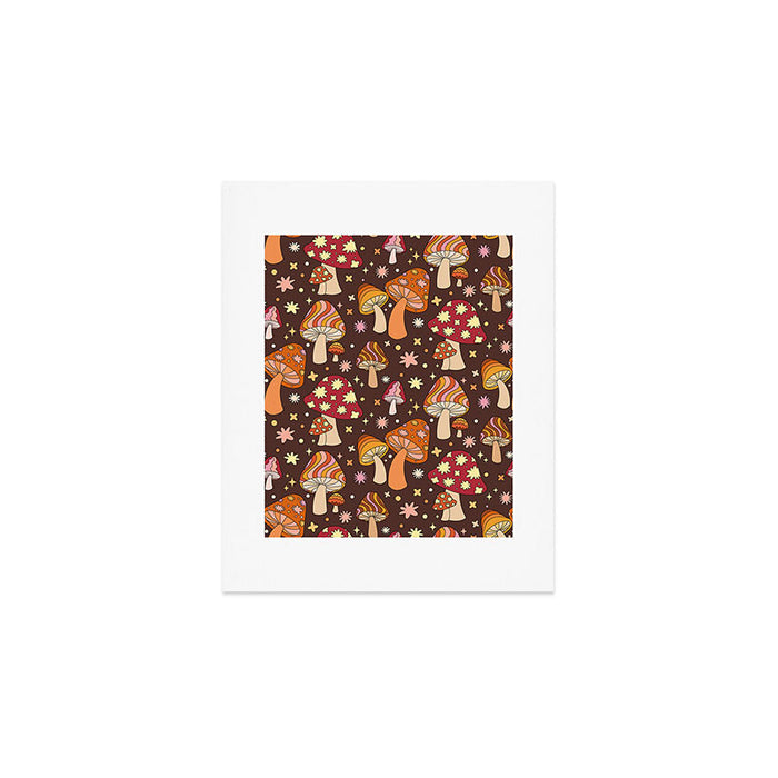 Magic Mushrooms in Brown Art Print Gallery Image 1