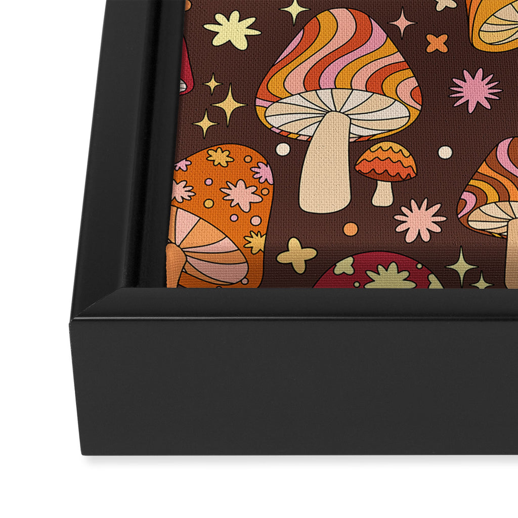 Magic Mushrooms in Brown Framed Canvas Print Gallery Image 3