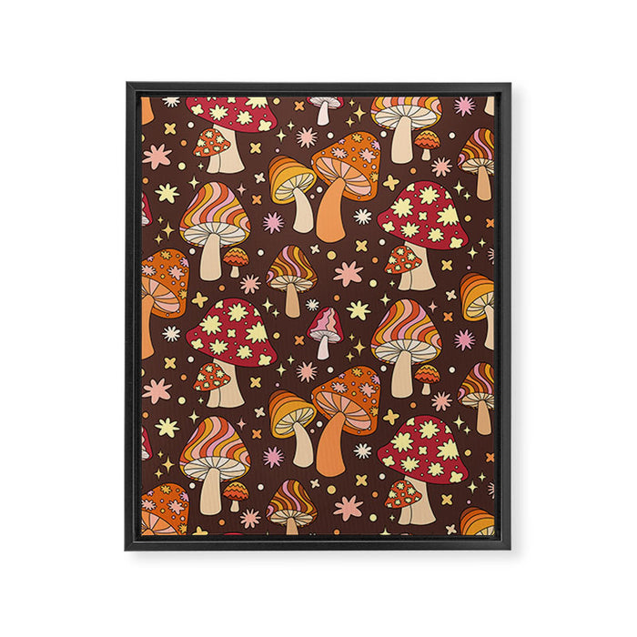 Magic Mushrooms in Brown Framed Canvas Print Gallery Image 1