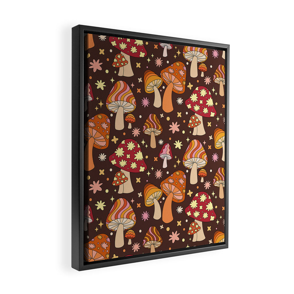 Magic Mushrooms in Brown Framed Canvas Print Gallery Image 2