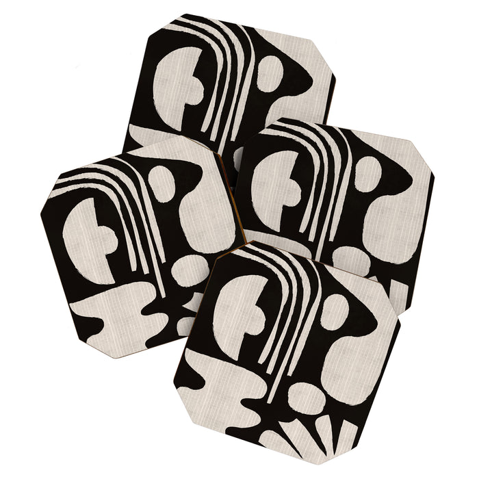 Matisse Inspired Cutouts in Black and White Coaster Gallery Image 1