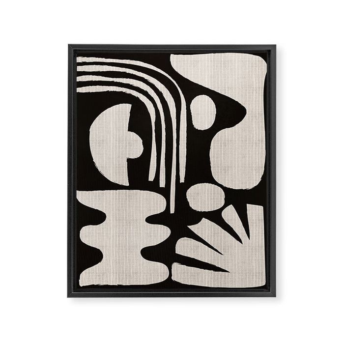 Matisse Inspired Cutouts in Black and White Framed Canvas Print Gallery Image 1