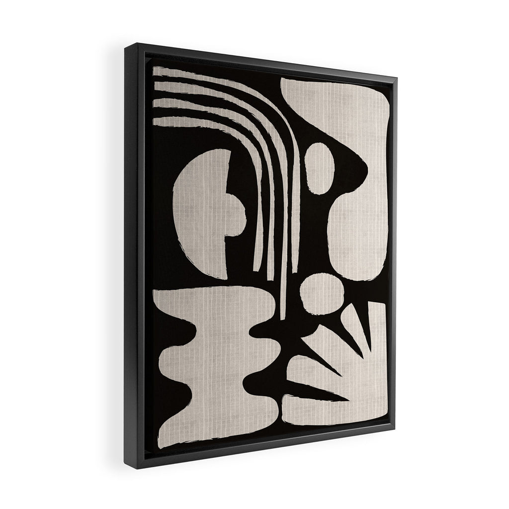 Matisse Inspired Cutouts in Black and White Framed Canvas Print Gallery Image 2