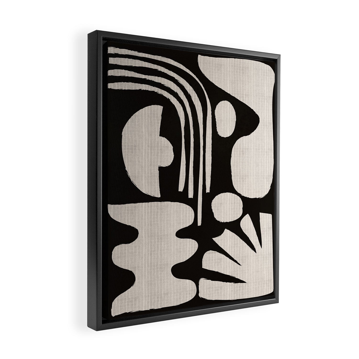 Matisse Inspired Cutouts in Black and White Framed Canvas Print Gallery Image 2