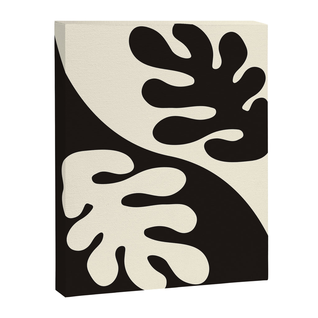 Matisse Inspired Yin Yang Leaf Cutouts in Black & Off White Canvas Print Gallery Image 6