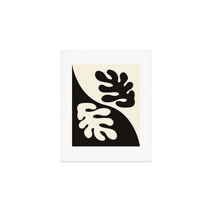 Matisse Inspired Yin Yang Leaf Cutouts in Black & Off White Art Print Gallery Image 1