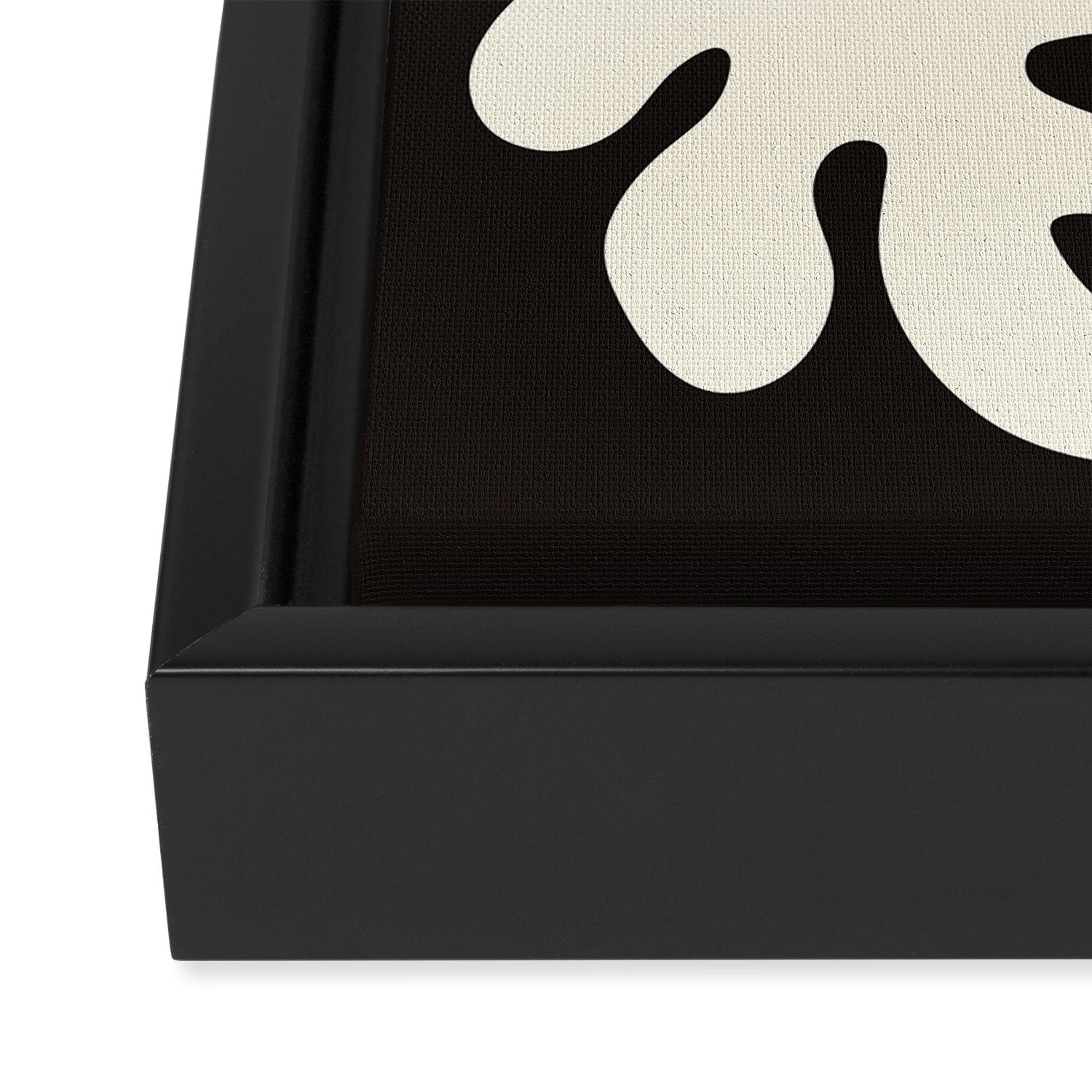 Matisse Inspired Yin Yang Leaf Cutouts in Black & Off White Framed Canvas Print Gallery Image 3