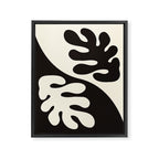 Matisse Inspired Yin Yang Leaf Cutouts in Black & Off White Framed Canvas Print Gallery Image 6