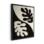 Matisse Inspired Yin Yang Leaf Cutouts in Black & Off White Framed Canvas Print Gallery Image 2