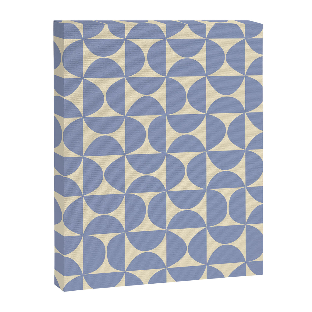 Mid Century Abstract Geometric Pattern in Blue Canvas Print Gallery Image 8