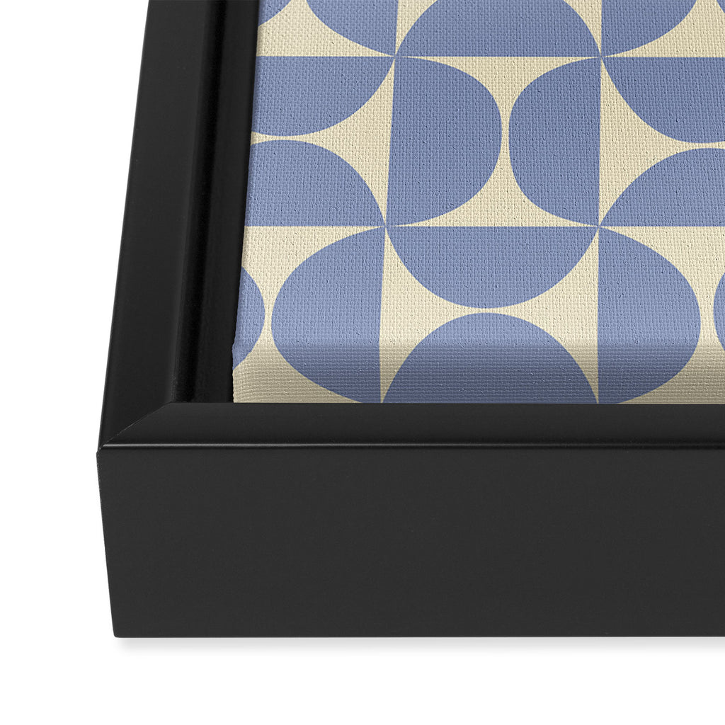 Mid Century Abstract Geometric Pattern in Blue Framed Canvas Print Gallery Image 3