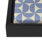 Mid Century Abstract Geometric Pattern in Blue Framed Canvas Print Gallery Image 3
