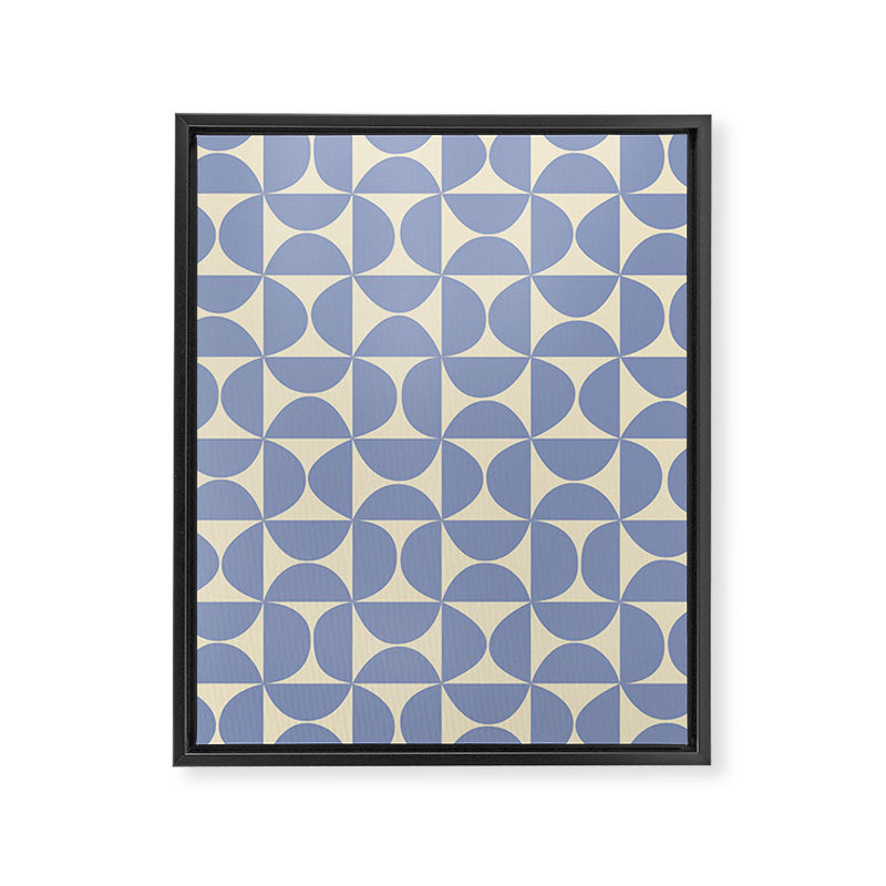 Mid Century Abstract Geometric Pattern in Blue Framed Canvas Print Gallery Image 8