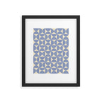 Mid Century Abstract Geometric Pattern in Blue Framed Art Print Gallery Image 6