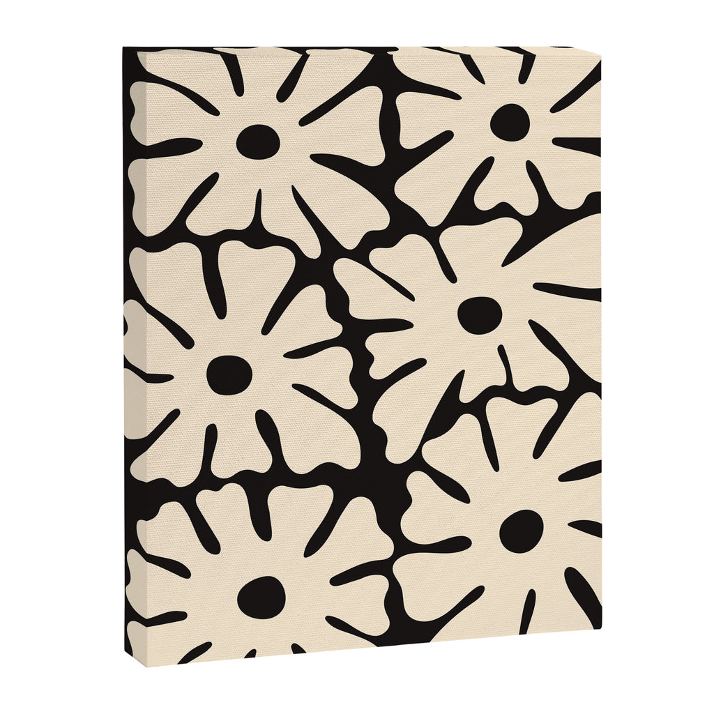 Mid-Century Flowers in Black & White Canvas Print Gallery Image 6