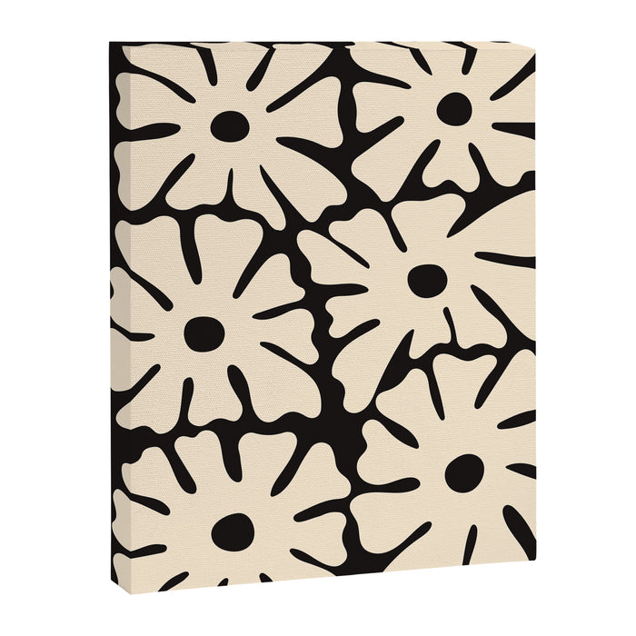 Mid-Century Flowers in Black & White Canvas Print Gallery Image 1