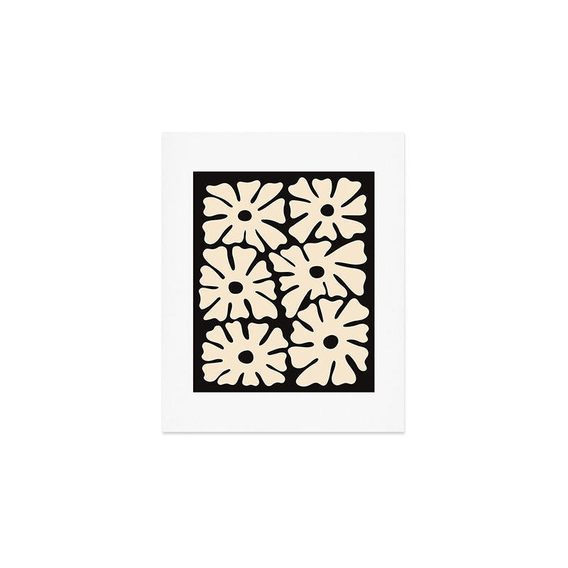 Mid-Century Flowers in Black & White Art Print Gallery Image 1