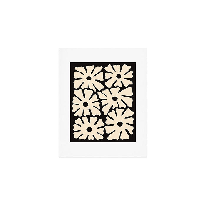 Mid-Century Flowers in Black & White Art Print Gallery Image 1