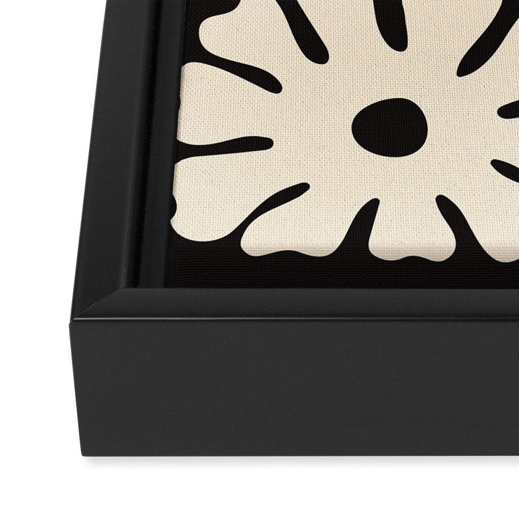 Mid-Century Flowers in Black & White Framed Canvas Print Gallery Image 3