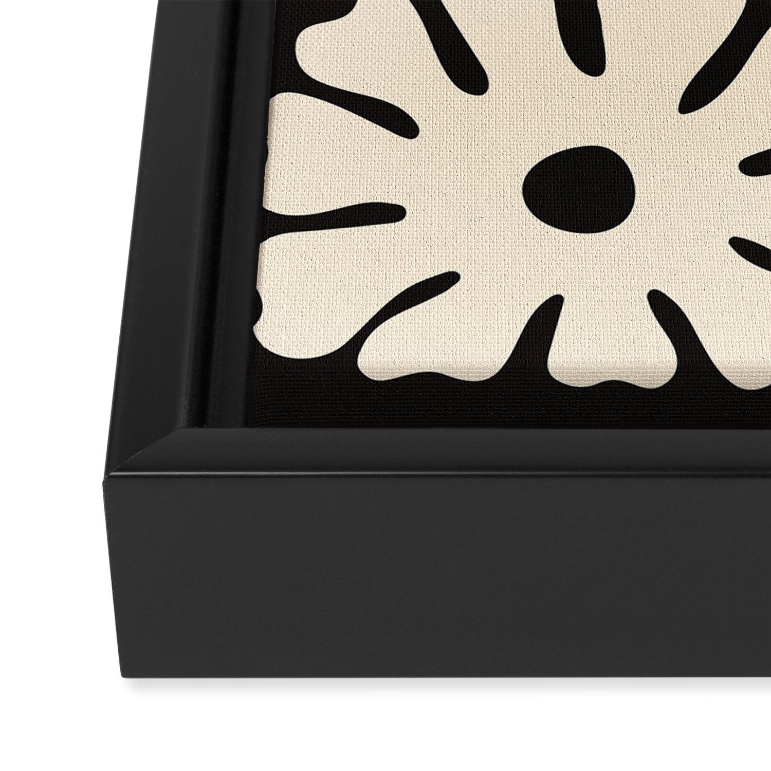 Mid-Century Flowers in Black & White Framed Canvas Print Gallery Image 3