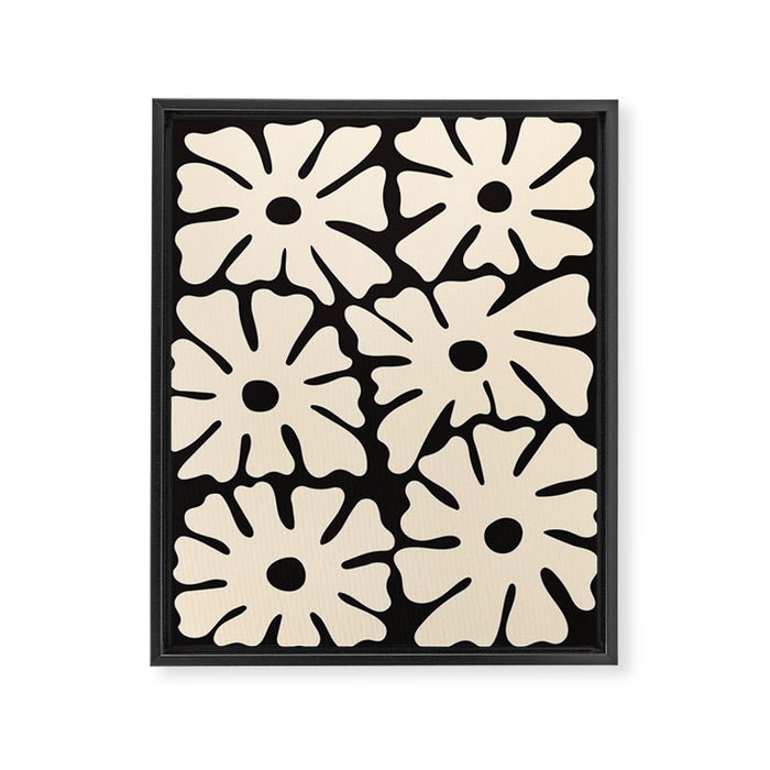 Mid-Century Flowers in Black & White Framed Canvas Print Gallery Image 1