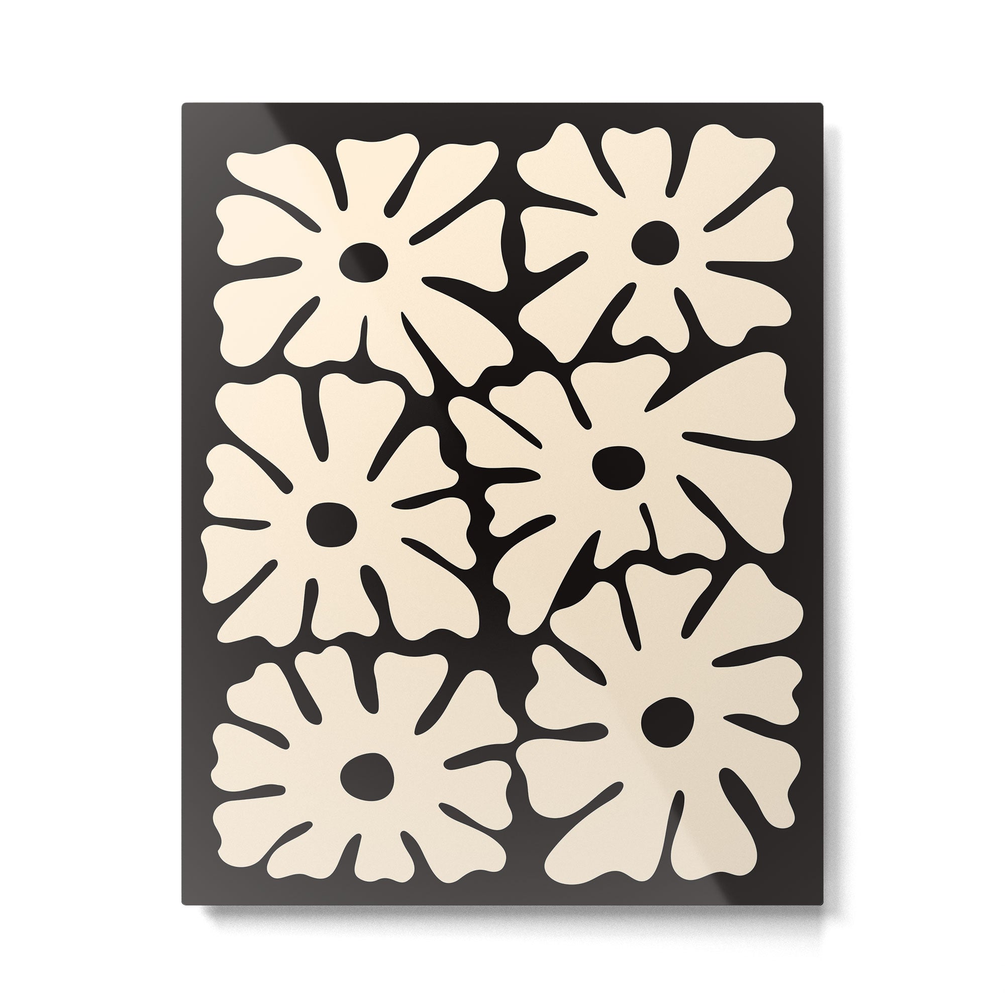 Mid-Century Flowers in Black & White Metal Print Gallery Image 4